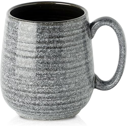 Hasense Large Coffee Mug, 20 oz Porcelain Coffee Cup with Big Handle Easy to Hold, Big Coffee Mug for Latte Coffee Tea Soup as Friend Gifts, Dishwasher and Microwave Safe, 1 PCS (Dark Grey)