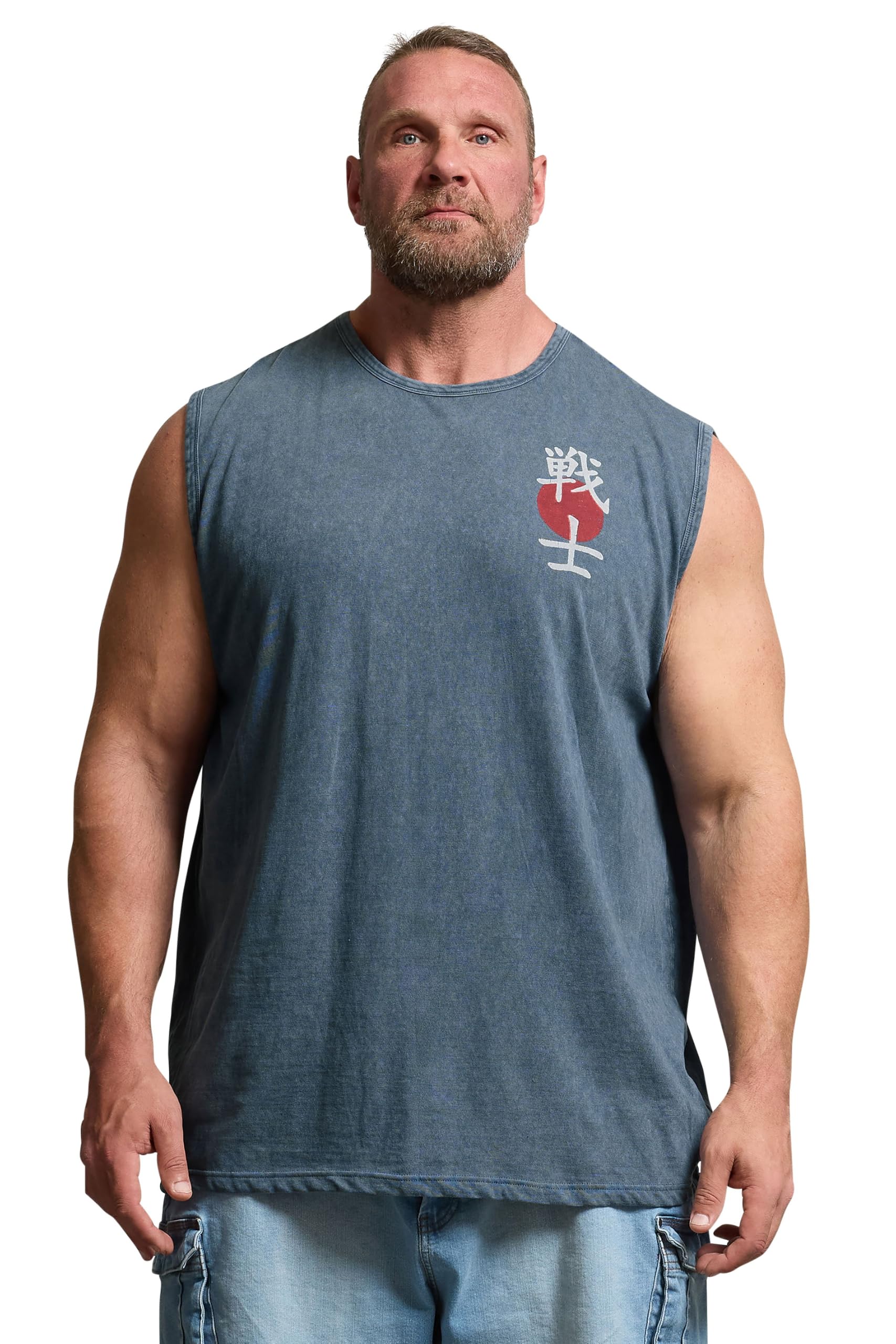 BadRhino Big & Tall Acid Wash Japanese Skull Graphic Vest - Men's - Plus Size Curve