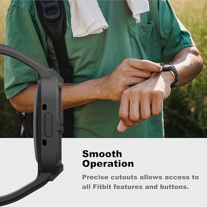 Correa con Caja para Fitbit Versa 4 Sense 2 Protector Deportiva TPU Negra miniatura 5