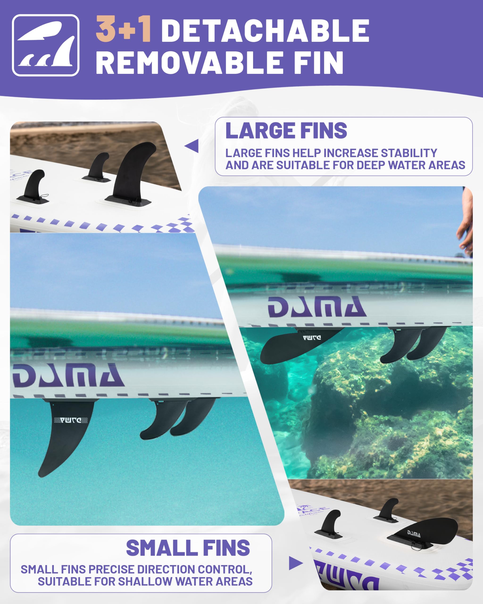 DAMA Tabla de remo inflable de 11 x 34 x 6 pulgadas, tablas de remo para adultos, ligeras y duraderas, fáciles de inflar, versátiles en estilo, totalmente funcionales, equipadas con accesorios de alta