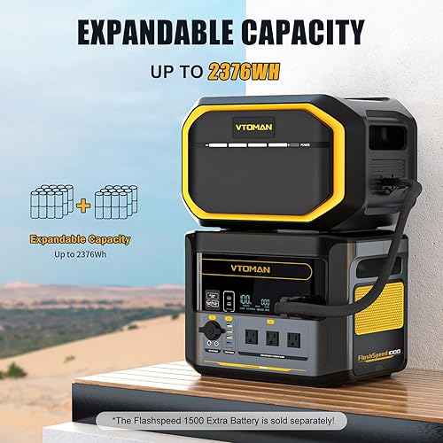 Miniatura 8 de VTOMAN FlashSpeed 1000 Estación de energía portátil con panel solar de 110 W - Generador solar de 828 Wh1000 W (pico de 2000 W) con batería LiFePO4,