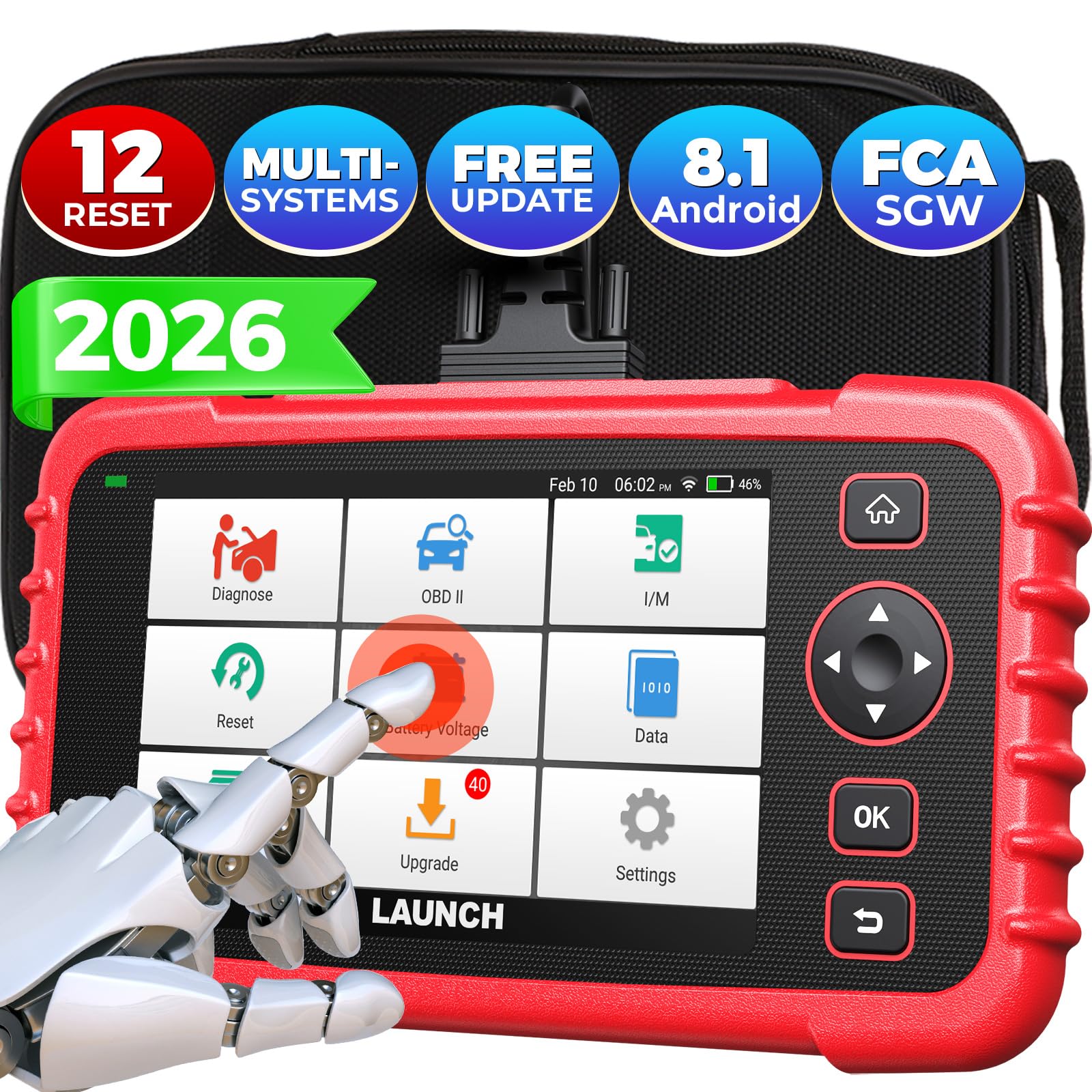 LAUNCH CRP129X V3.0 OBD2 Diagnostica per Auto, 4 Sistemi (ABS/SRS/TCM/Motore), 12 Reset Service, Scanner diagnosi Multimarca, Codifica Iniettori, VIN Automatico, Aggiornamenti Gratuiti