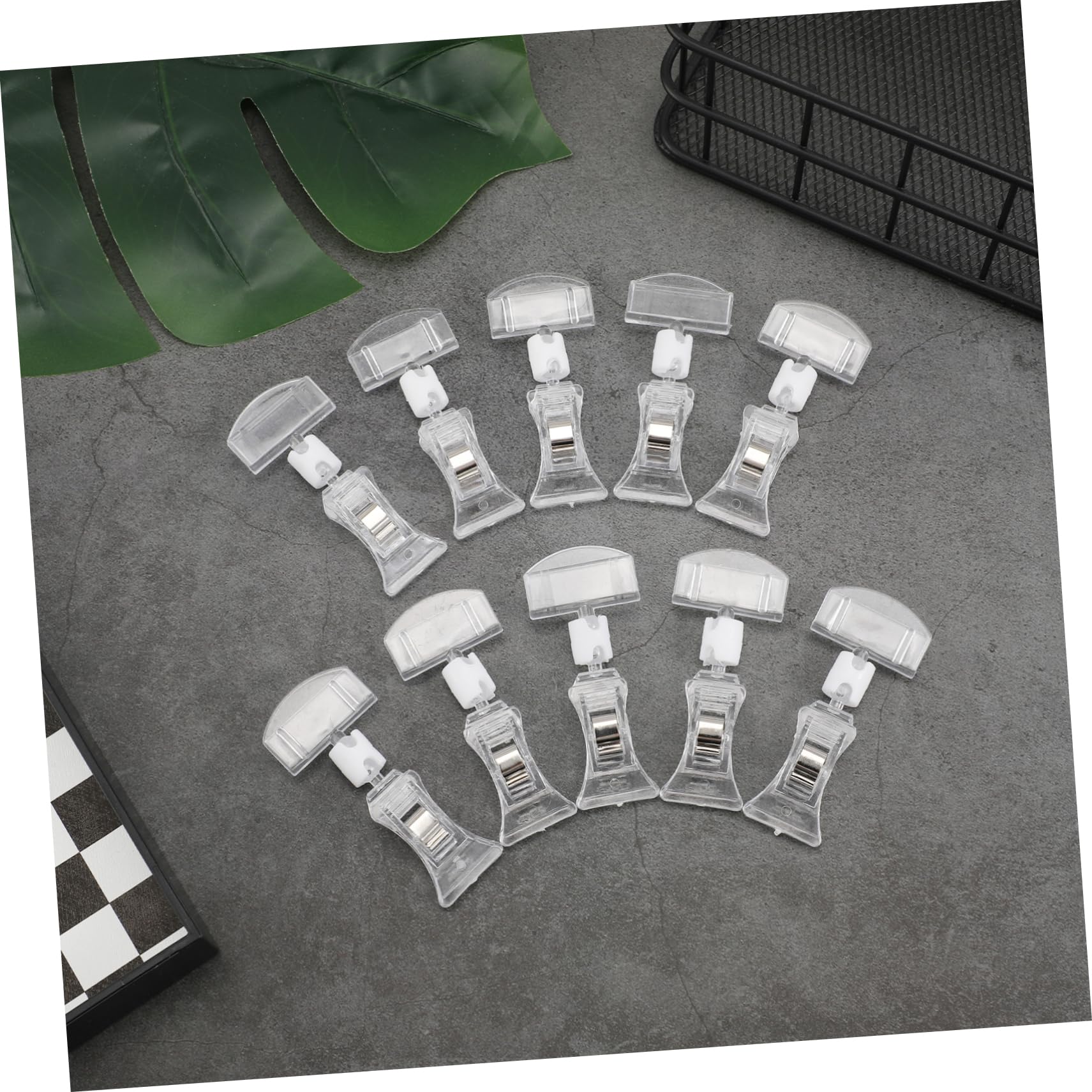 EXCEART 50 Pcs Carpeta publicitaria acrílica soporte de exhibición de etiqueta de precio letreros de pizarra para comida hollas de precion peana monitor estante de exhibición cestas mini