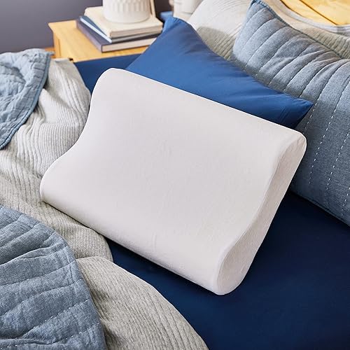 Sleep Innovations - Almohada de espuma con memoria con contorno, Poliuretano, Blanco, Estándar