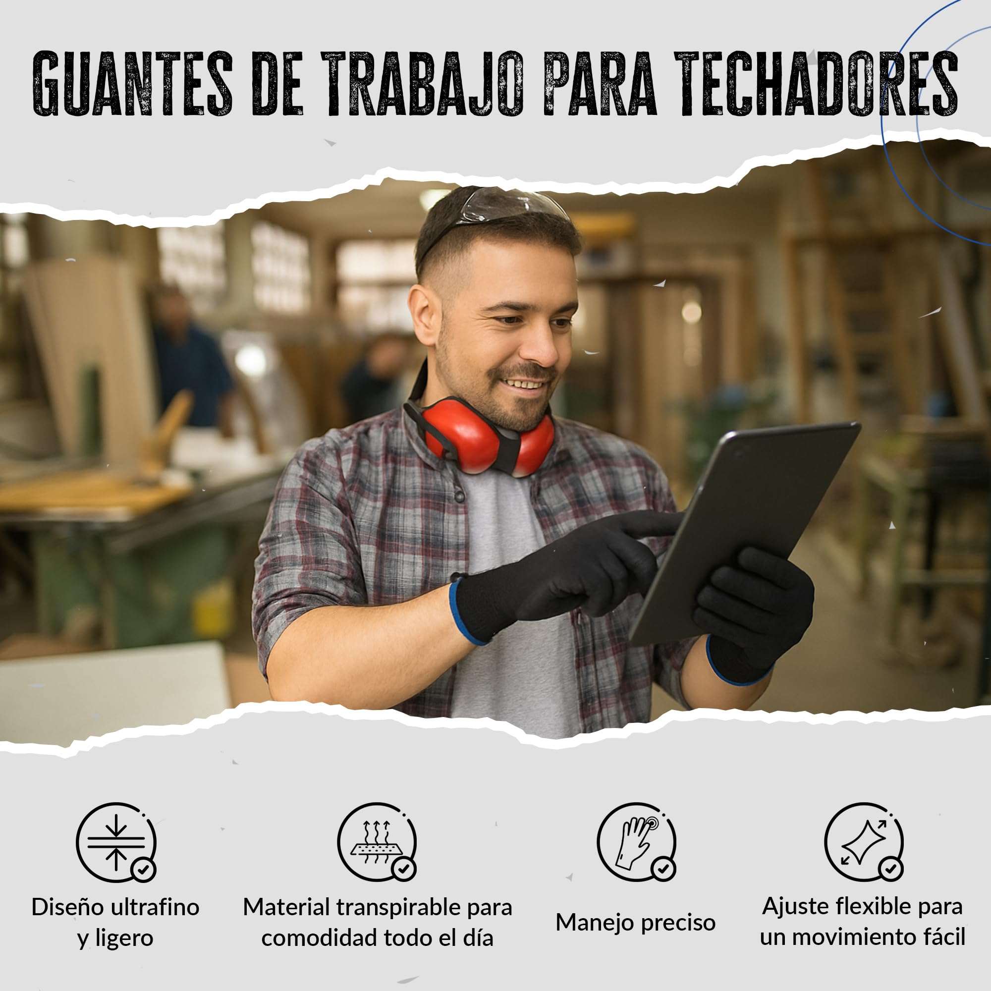 Guantes de trabajo Ogrifox FUZZIO 12 pares PU S-7 negro