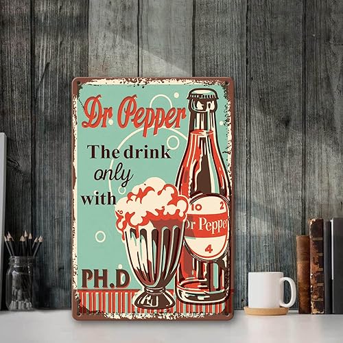Vista 4 de DOSEK - Letrero de metal con texto en inglés "Vintage Compatible Dr Pepper" con texto en inglés "Dr Pepper", letreros de advertencia de animales