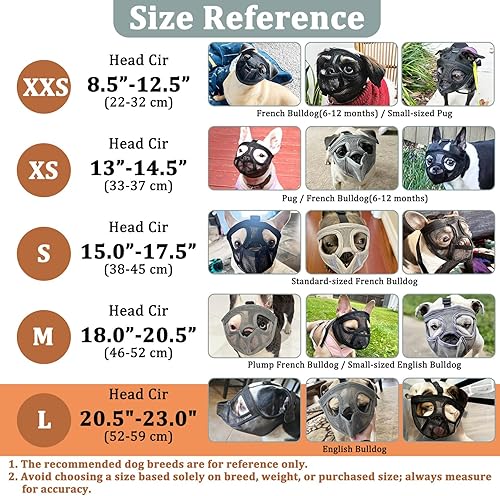 Miniatura 5 de Mayerzon Bozal corto para perro, bozal de bulldog francés con diseño de lengua para evitar comer mordeduras y lamer, bozal de malla para perro Shih