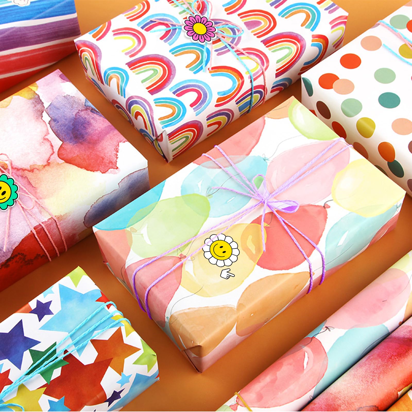 Carta Da Regalo 3 Rotoli - 43cm X 3m, 3 Design Diversi Con Adesivi Inclusi - Foto 2