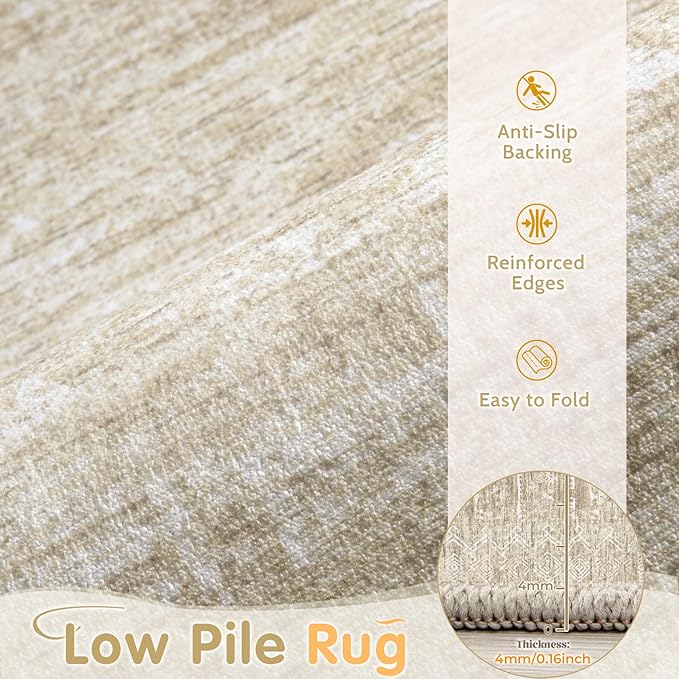 Alfombra Lavable 8x10 Geométrica Moderna Antideslizante Beige miniatura 3