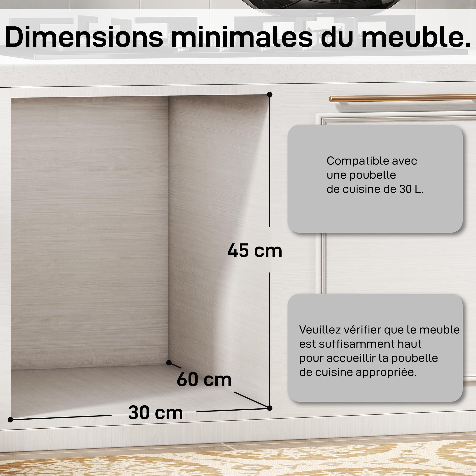 HOMCOM Poubelle Cuisine Coulissante Encastrable 30L Couvercle Motif Losange | 2 Compartiments Amovibles, Poubelle Sous Évie, Coulissement Fluide, Poignée, pour Déchets Recyclage
