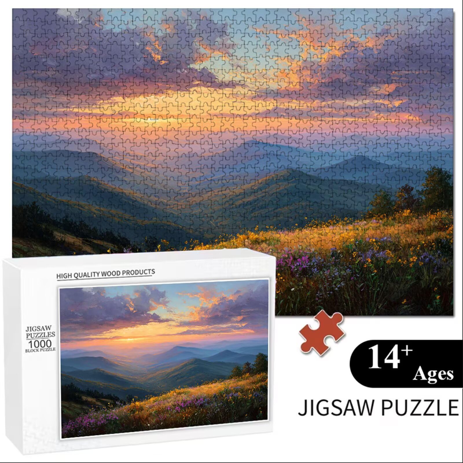 1500 elementów, puzzle dla dorosłych, krajobraz i góry, wytrzymałe drewniane puzzle o idealnym dopasowaniu, 87 x 57 cm, w zestawie plakat, prezent i uważność, dekoracja ścienna, nie dla dzieci poniżej