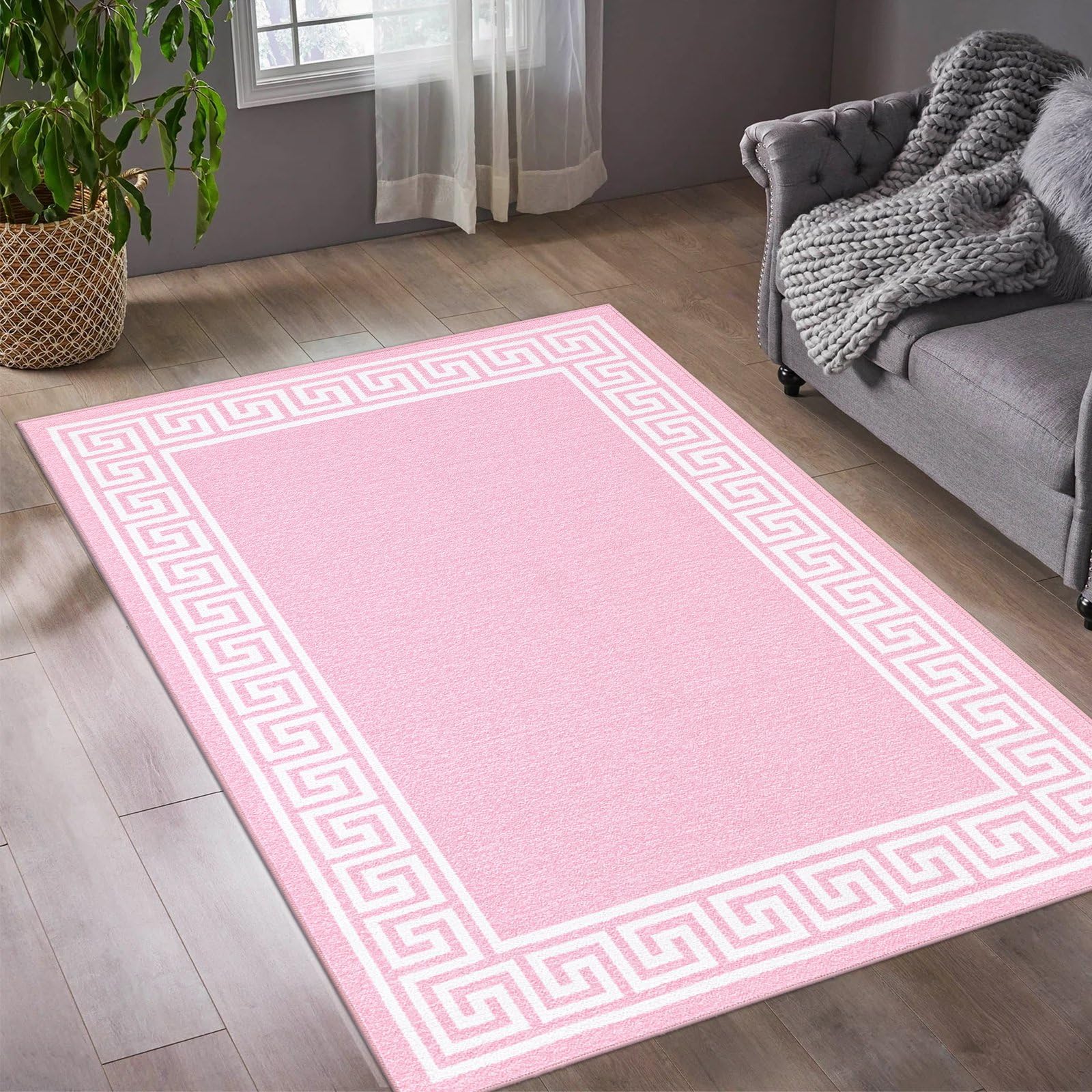 renoazul® Non-Slip Rugs Living Room With Soft Pile Modern Kitchen Rug, 120 x 170 cm - Pink - Greeky Washable Rug For Dining, Lounge Rugs For Bedroom.