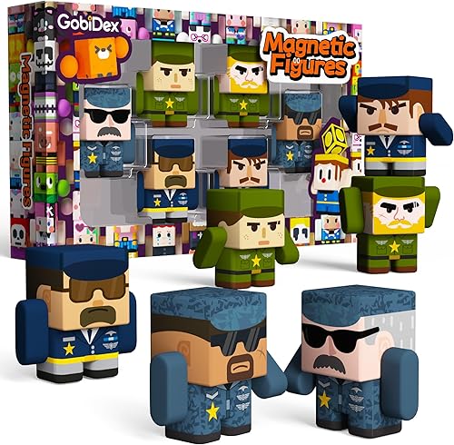 GobiDex Magnetic Army Men Action Figures, Military Toy Soldiers Expansion Pack, Compatible with Magnetic Building Blocks, STEM Army Toys for Boys Girls, Fun Toddler Kids Gifts Ages 3+