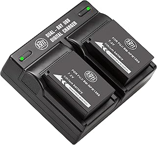 BM Premium 2 Pack of NP-W126S High Capacity Battery and Dual Bay Battery Charger for Fujifilm FinePix X-T100, XT-200, X-100F, X-100V X-A7, X-T10, X-T20, X-T30, X-A10 X-E2S X-E3 X-T1 X-T2 X-T3 Cameras