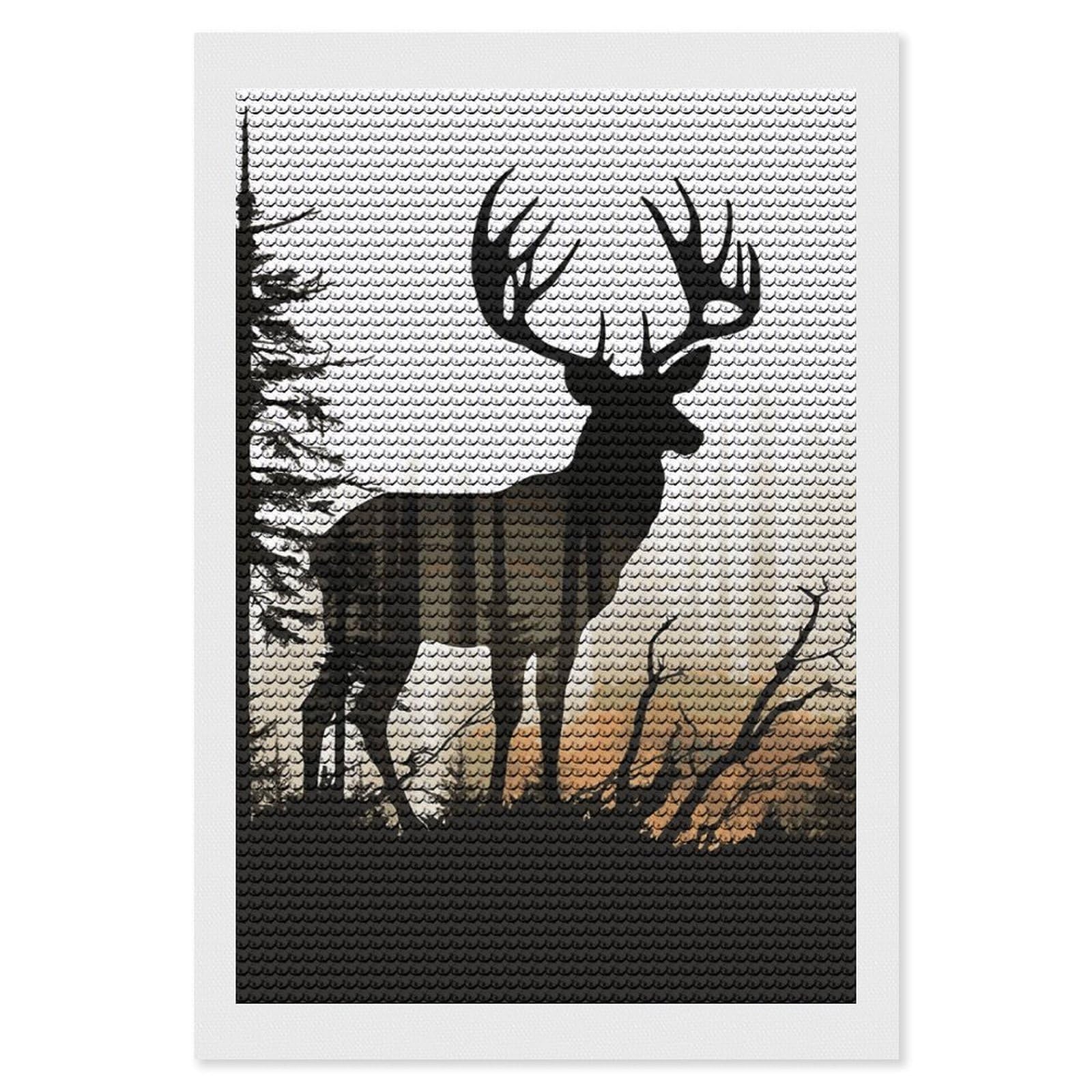 DWVTSLH Deer Silhouette Diamond Painting Kits for Adults, Personalized Diamond Photo Art Full Drill, DIY 5D Diamond Art Painting Kits for Beginners, Home Wall Decor 8"x12"