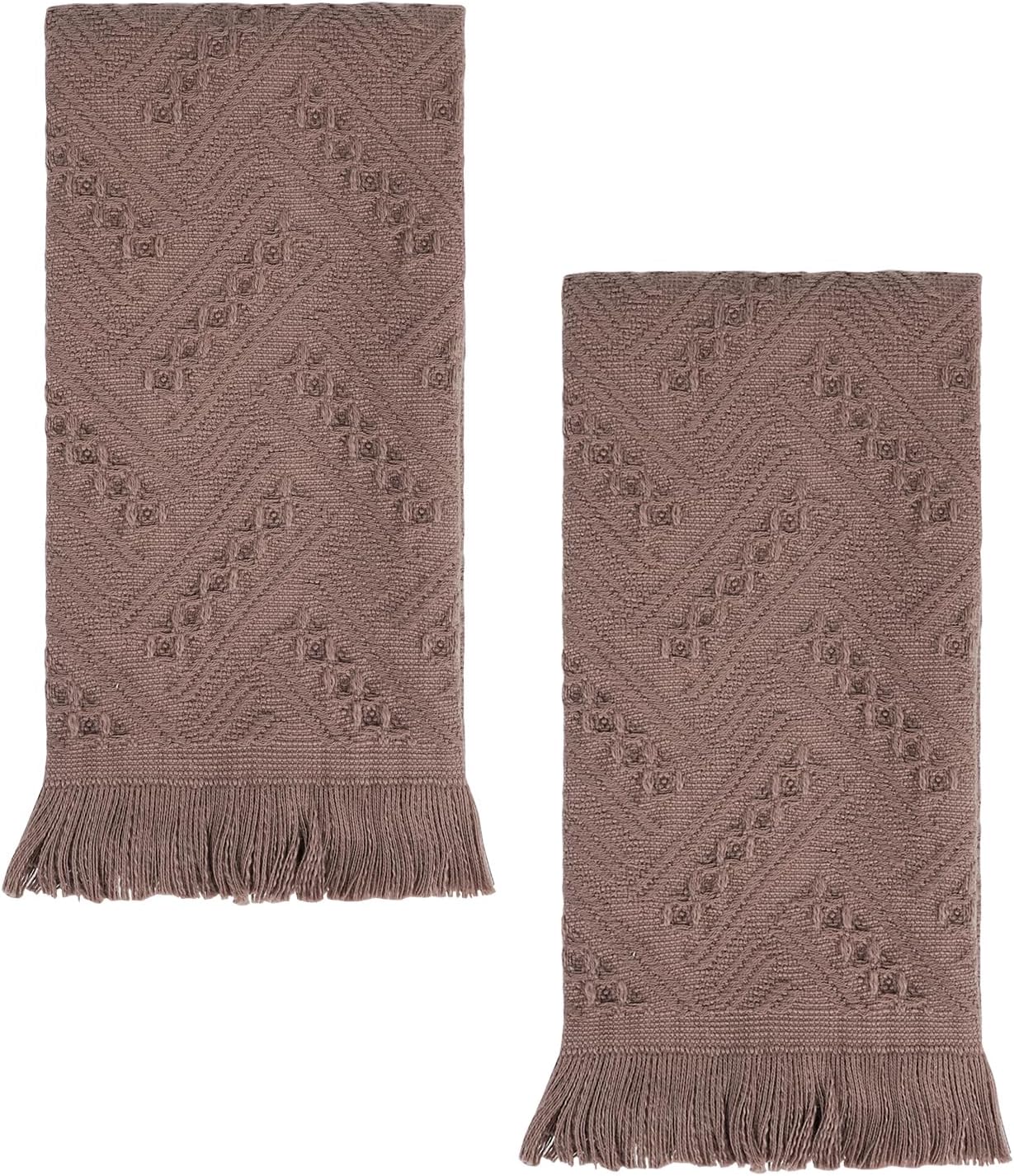 YoulerTex Luxury Decorative Hand Towels Bathroom: 2 Packs 14X30 100% Cotton Turkish Absorbent Soft Face Towel Set for Boho Bathroom Decor Kitchen Hotel Spa Farmhouse Guest Tea Gift (Brown, 14"x30") 03 Brown 14"x30"