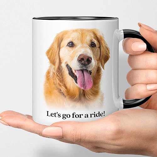 Miniatura 3 de Taza de café Golden Labrador Retriever - Let's Go For A Ride. Divertido regalo de taza de té de 11 onzas. Mamá de perro, papá, amantes del