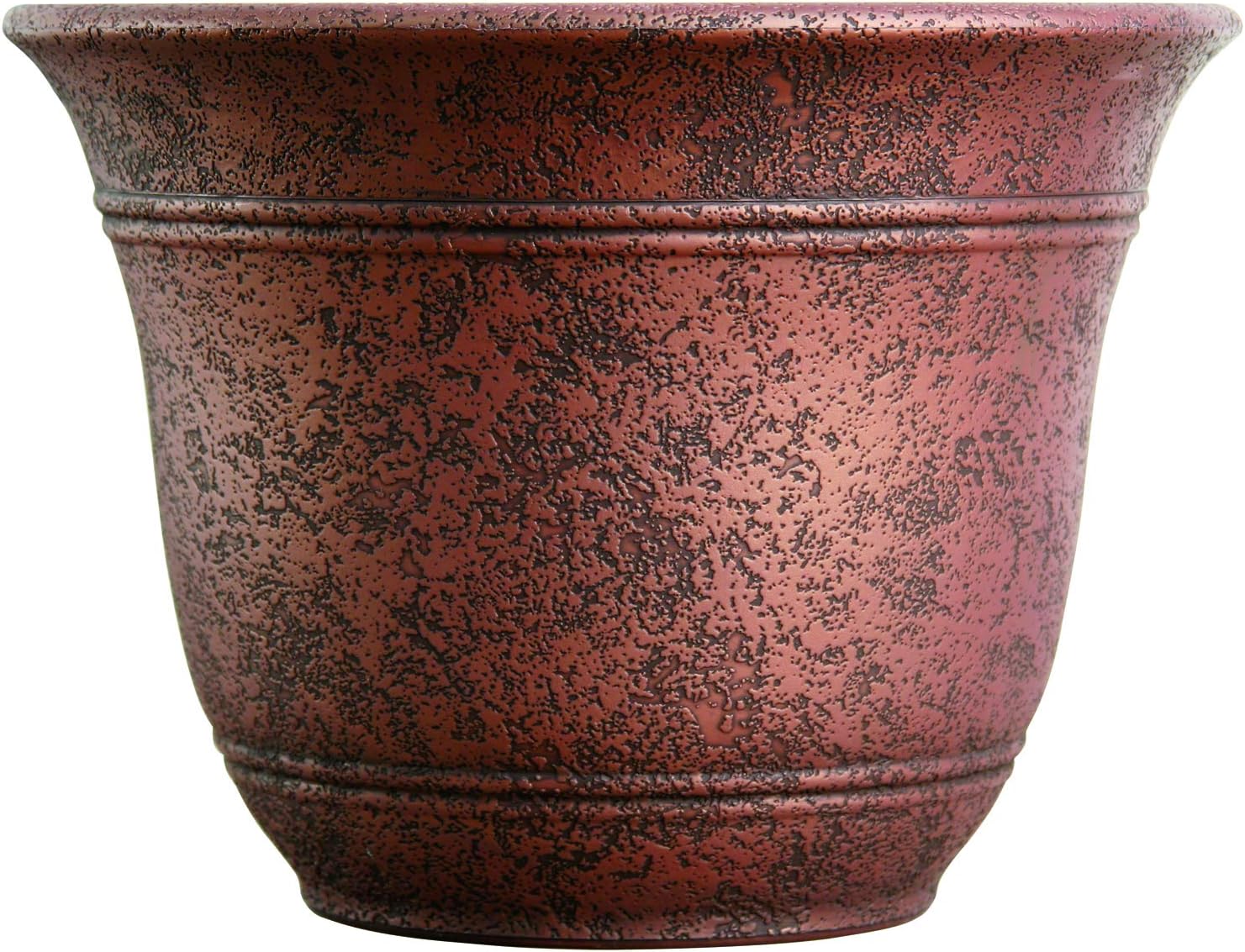The HC Companies 7.5 Inch Sierra Round Self Watering Planter - Weather Resistant Plastic Resin Flower Garden Plant Pot Container, Rustic Redstone