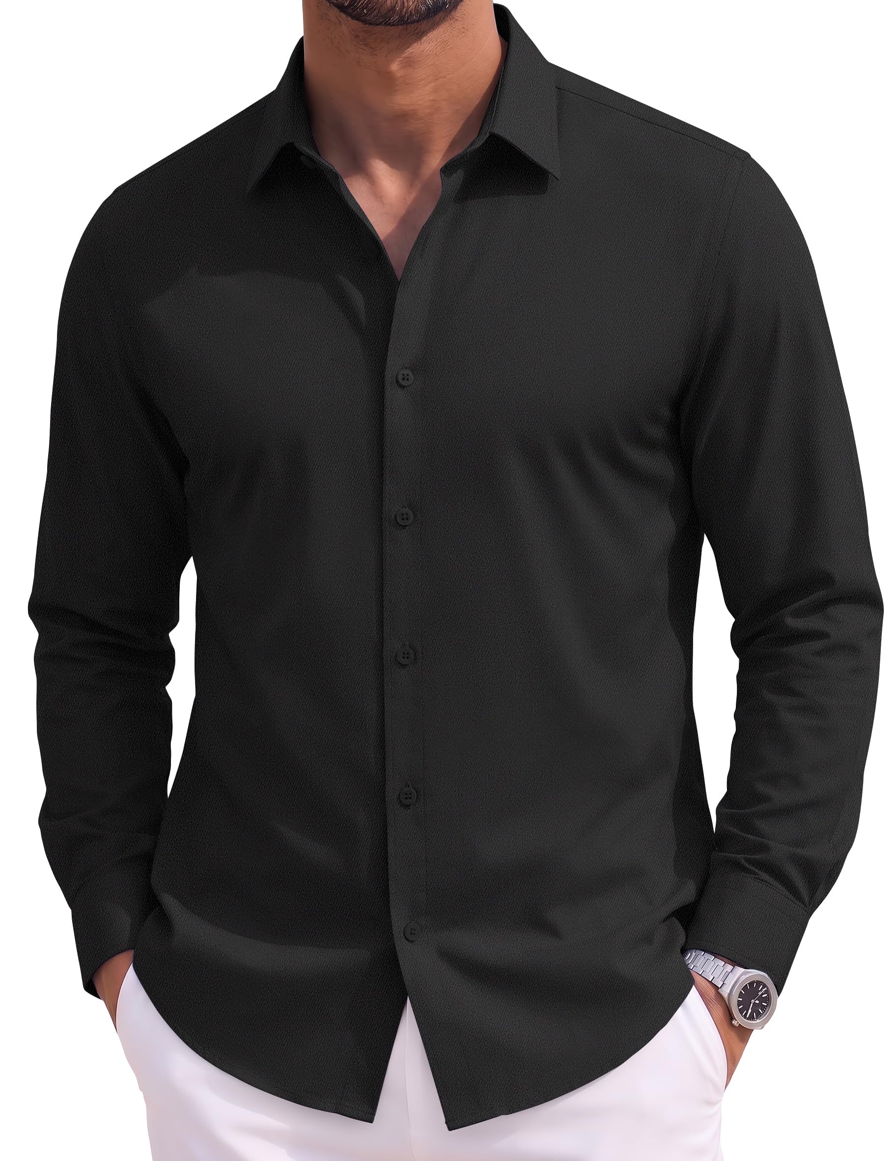 COOFANDY Mens Casual Button Down Shirts Long Sleeve Vintage Denim Shirt | Cotton Blend, Casual Denim Shirt, Untucked Dress Shirts, Business Casual, Button Up Shirts