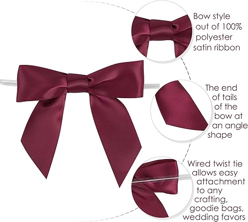 Vista 84 de AIMUDI Lazos giratorios para bolsas de golosinas de 3.5 pulgadas, lazos de satén azul turquesa para manualidades, lazos prefabricados con lazos Azul