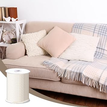 1/4 Inch Cotton Rope 6 mm x 49 Yards, Cotton Piping Cord, Natural Macrame Cord, White Craft Rope, Natural Cording for Sewing Piping, Clothesline, DIY Ropes Baskets, Plant and Clothes Hangers