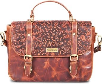 Genuine Real Leather Tote Bag/Purse For Women - Flower Embossed Design