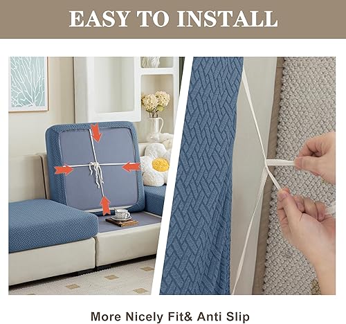 Miniatura 5 de Jin Le Fundas de cojín elásticas individuales para sofá, fundas de cojín de asiento de sofá, fundas de sofá de tela jacquard con textura suave con