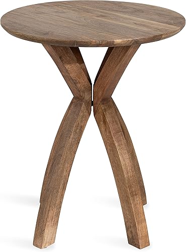 Miniatura 17 de Kate and Laurel Soleyn Mid-Century - Mesa auxiliar de madera y mármol auténtico, 20 x 20 x 24 pulgadas, mármol blanco y madera natural, mesa redonda