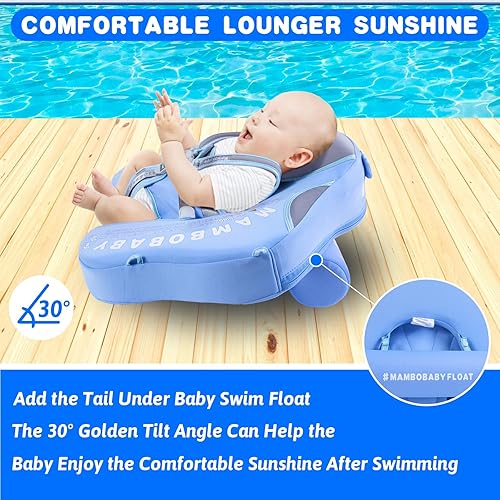 Miniatura 6 de Flotador de piscina para bebé, flotador de natación sólido no inflable, flotador de piscina infantil con toldo y cola, flotador de piscina infantil