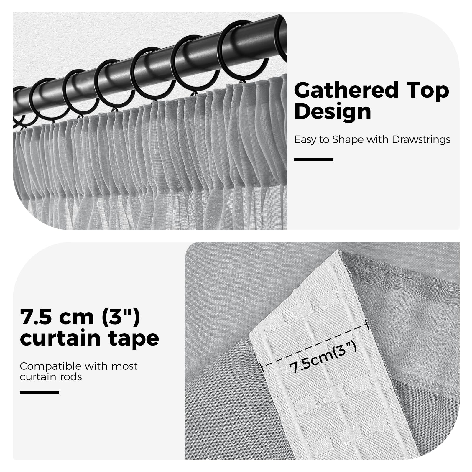 MRTREES Tende Soggiorno Tenda 200x150cm (LxA) Finestra Tende Salotto Tenda Grigio per Salotto Eleganti Moderne 1 Pezzi Trasparenti per Interni con Passanti nascosti Tende di Organza