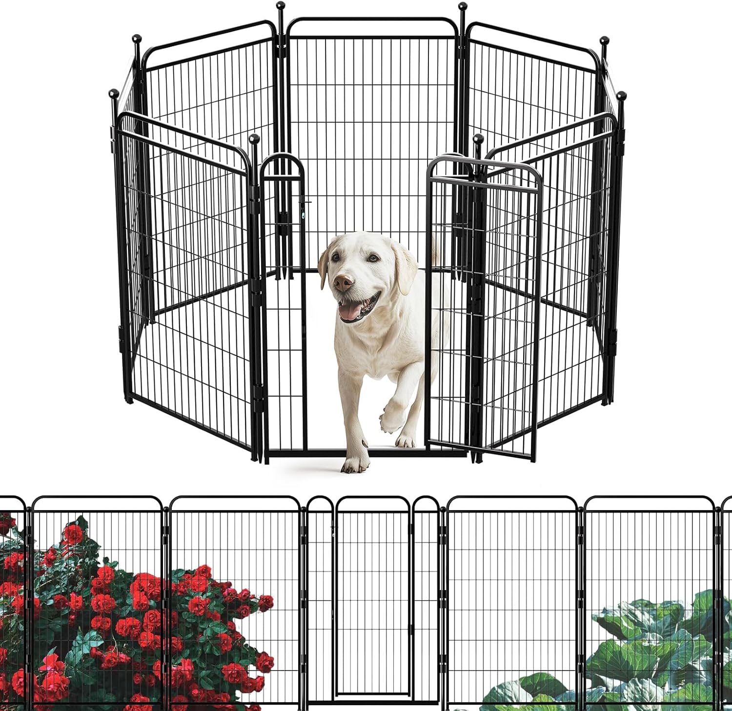 Gardner Pet Dog Playpens, 40" H 8 Panels Dog Pen Outdoor/Indoor Dog Fence Exercise Pen for Small/Medium/Large Dogs, Foldable Pet Play Yard Gate with Gravity Automatic Lock, Pet Playpen, Black