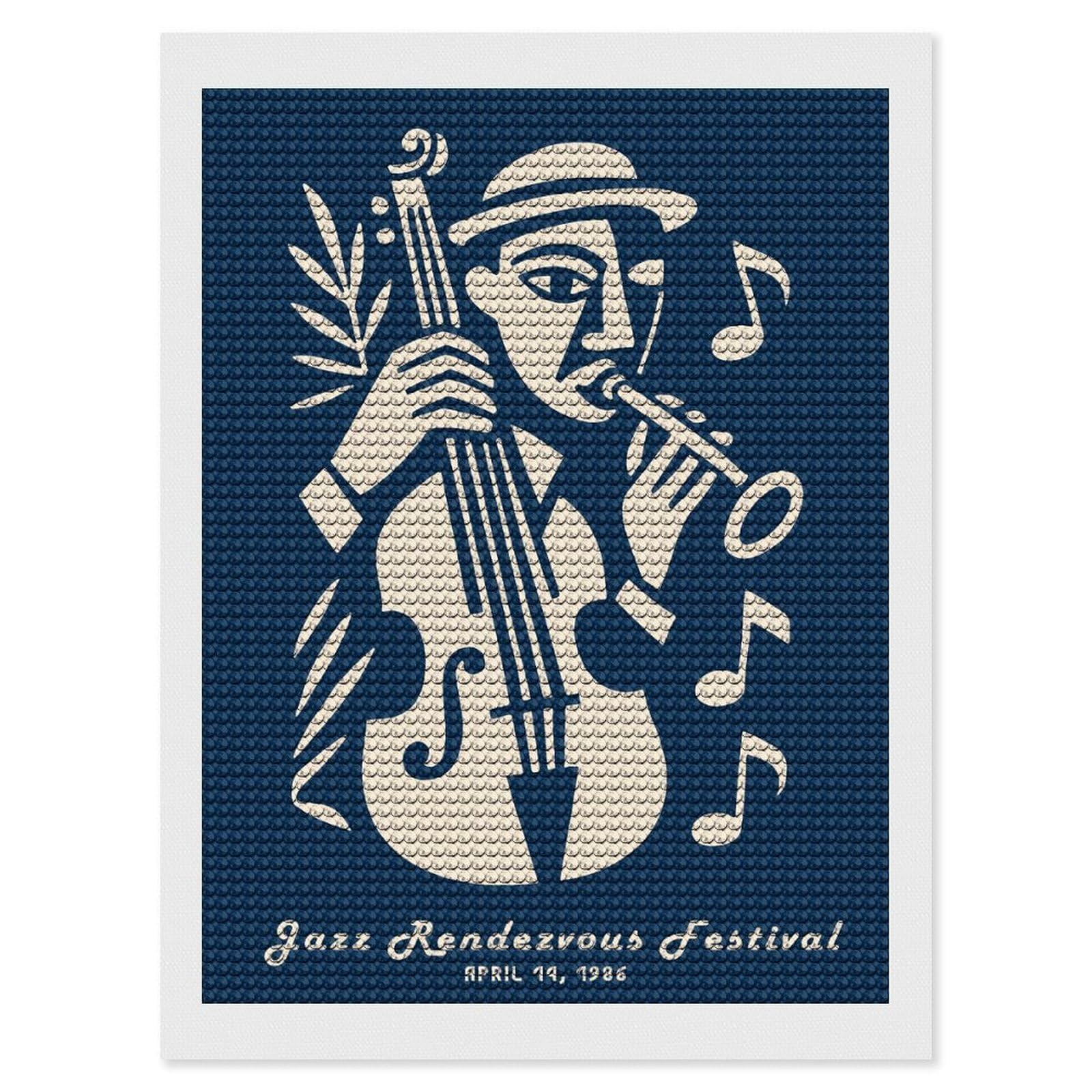 Junmoney Jazz Rendezvous Festival DIY Diamond Art Canvas Kit 12"x16", Winter Craft, Mindful Craft Project, Aesthetic Room Decor, Decor Project