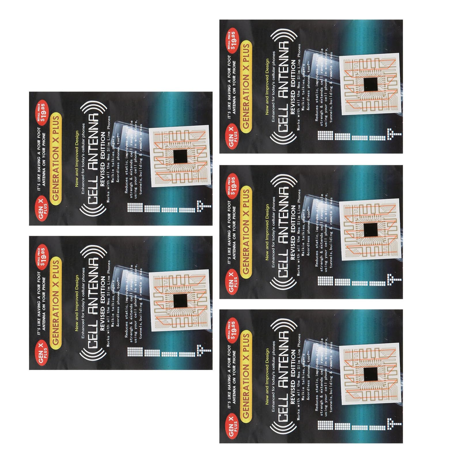 Autocollants de Signal de Téléphone Portable, Amplificateur d'antenne de Signal Améliorant Le Signal, PCB Léger Auto-adhésif 5 Pièces pour Ascenseurs pour Buzzers