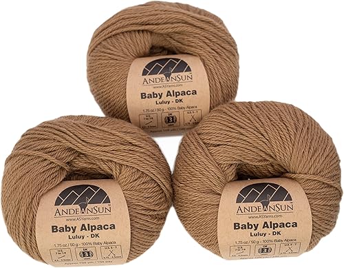 (Juego de 3) Ovillos 100% de lana de alpaca bebé #1, DK #3, Worsted #4, Bulky #5 (150 gramos 5.29 onzas en total), lujosos, acogedores y suaves