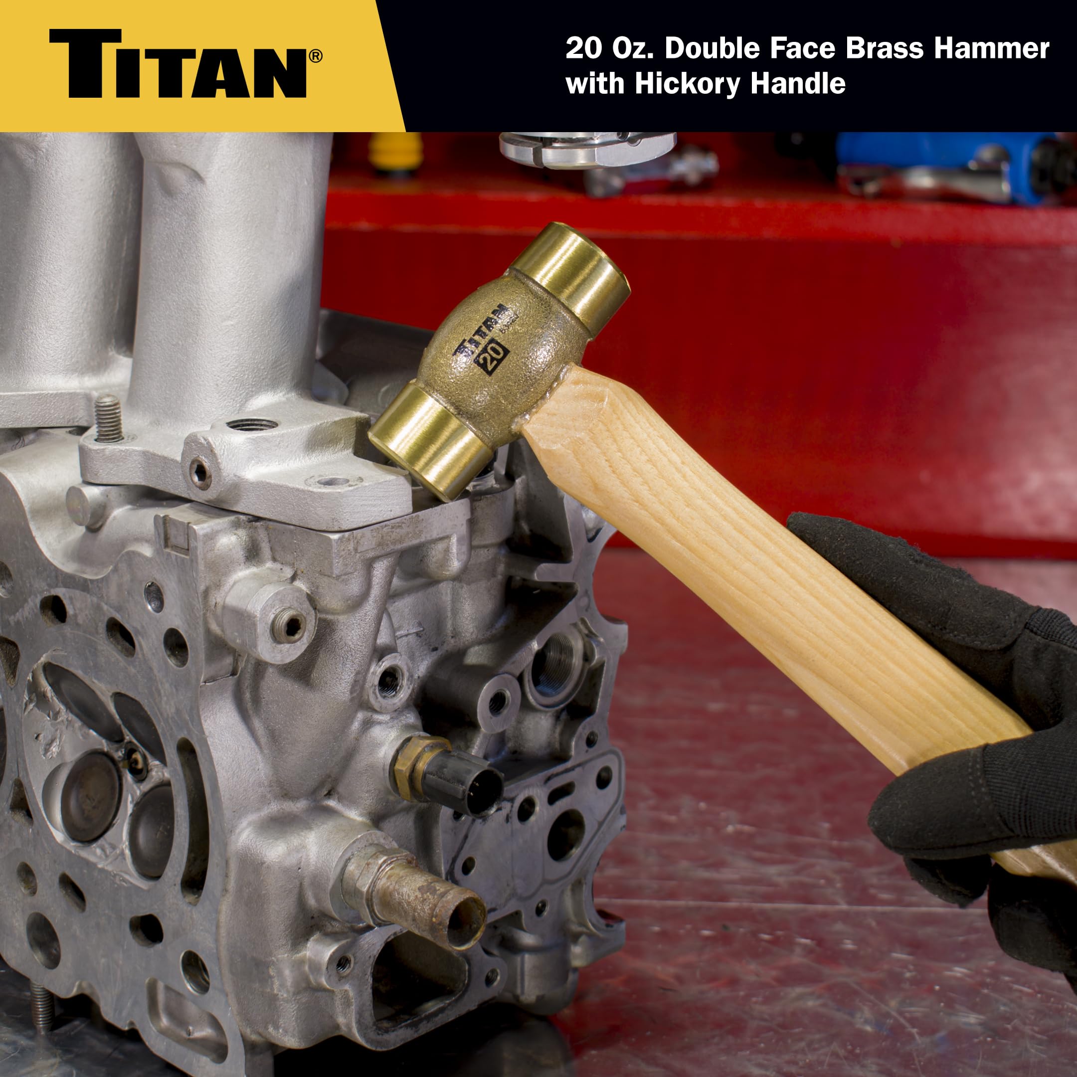 Titan 63420 - Martello a doppia faccia in ottone con manico in noce americano, 567 gr