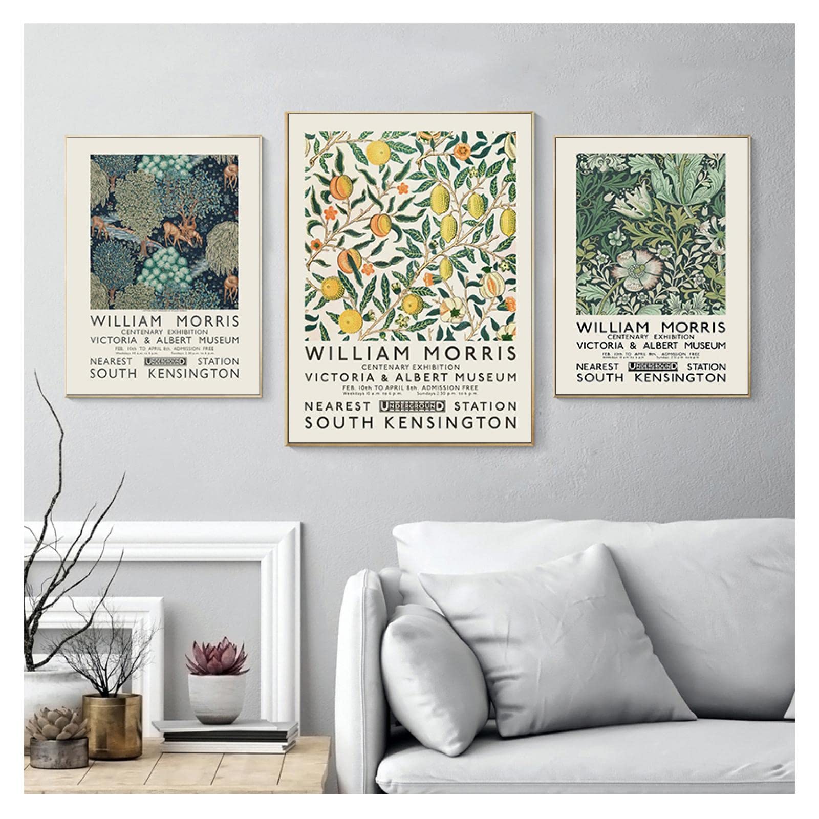 Poster della mostra del Victoria and Albert Museum London Underground Art Nouveau Pittura Wall Decor William Morris Stampa su tela 90x70cmx3pcs Frameless