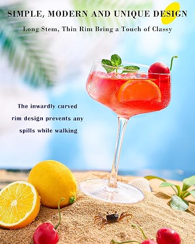 Miniatura 8 de JBHO Vasos de Martini, juego de 4 vasos de cristal de 10 onzas, vasos de cóctel grandes y elegantes, copas de champán sopladas a mano para Espresso