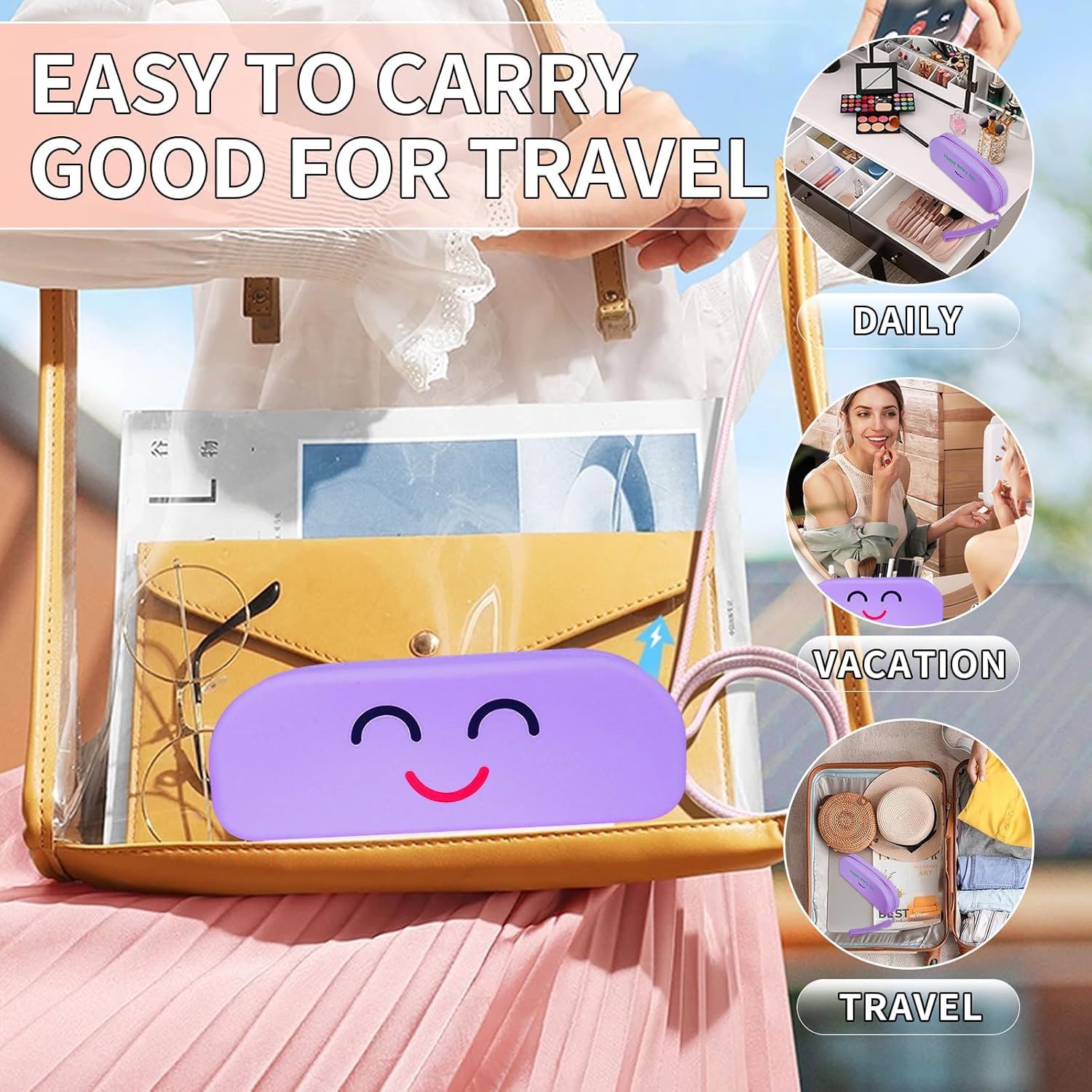 Mao'er Portable Storage Bag. Makeup Bag, Pencil Case, Coin Purse. Silicone material, zipper closure. Storage of small items suitable for daily life, travel, office and study(Purple) - Image 6