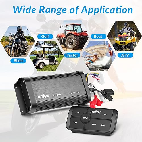 Miniatura 5 de Amplificador Bluetooth marino impermeable Clase D Amp UTV Amp 4 canales con controlador para barco, golf, motocicleta, instalación oculta