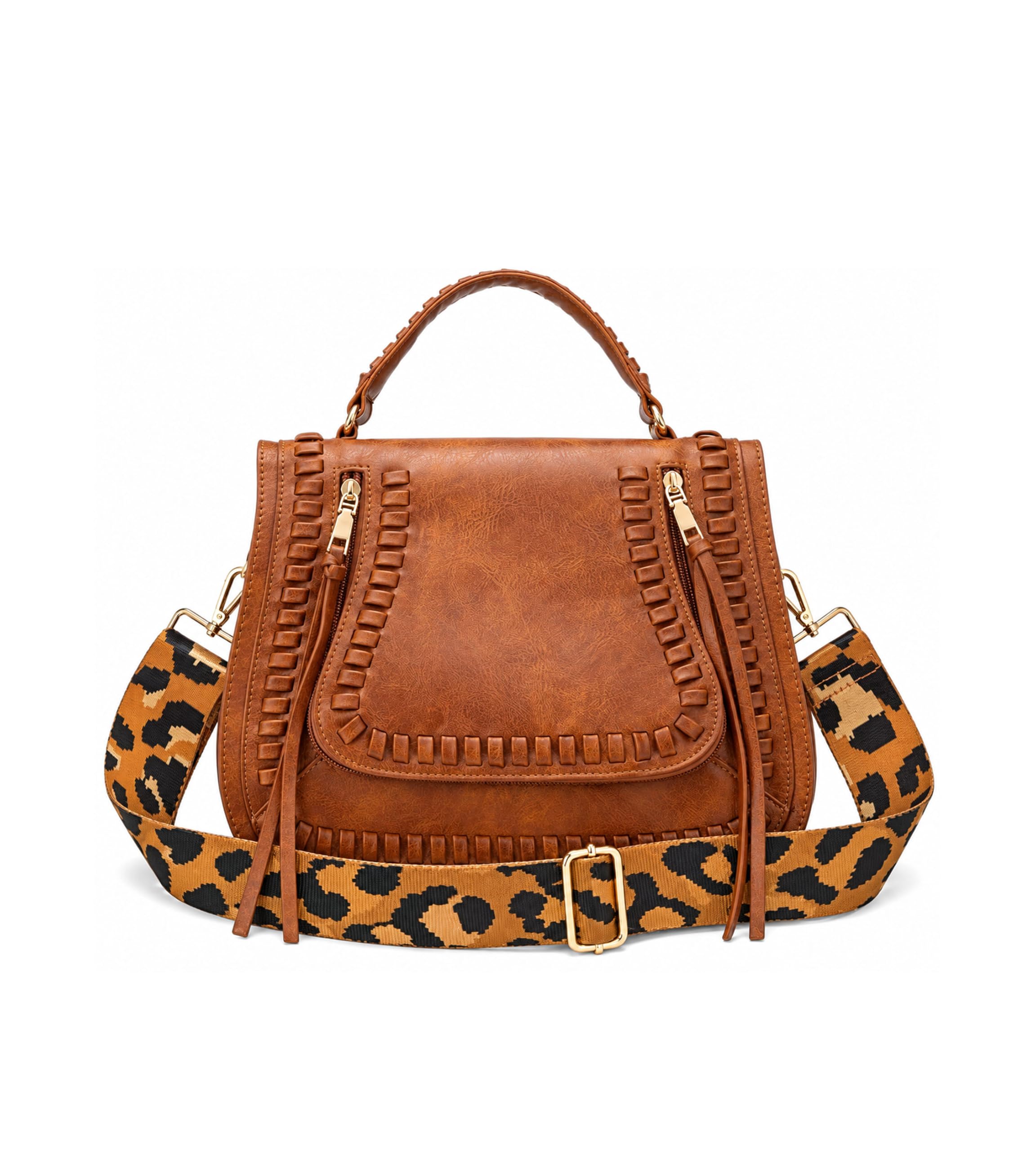 KingTo Vintage Crossbody Handbag for Women, Multi Pocket Guitar Strap
