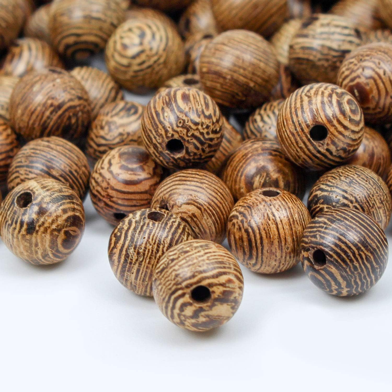 500pcs 10mm Natural Sandalwood Round Beads Gorgeous Craft Handmade Polished Spacer Mala Pray Beads with Elastic Cord for Bracelets DIY Rosary Tasbih Jewelry Making