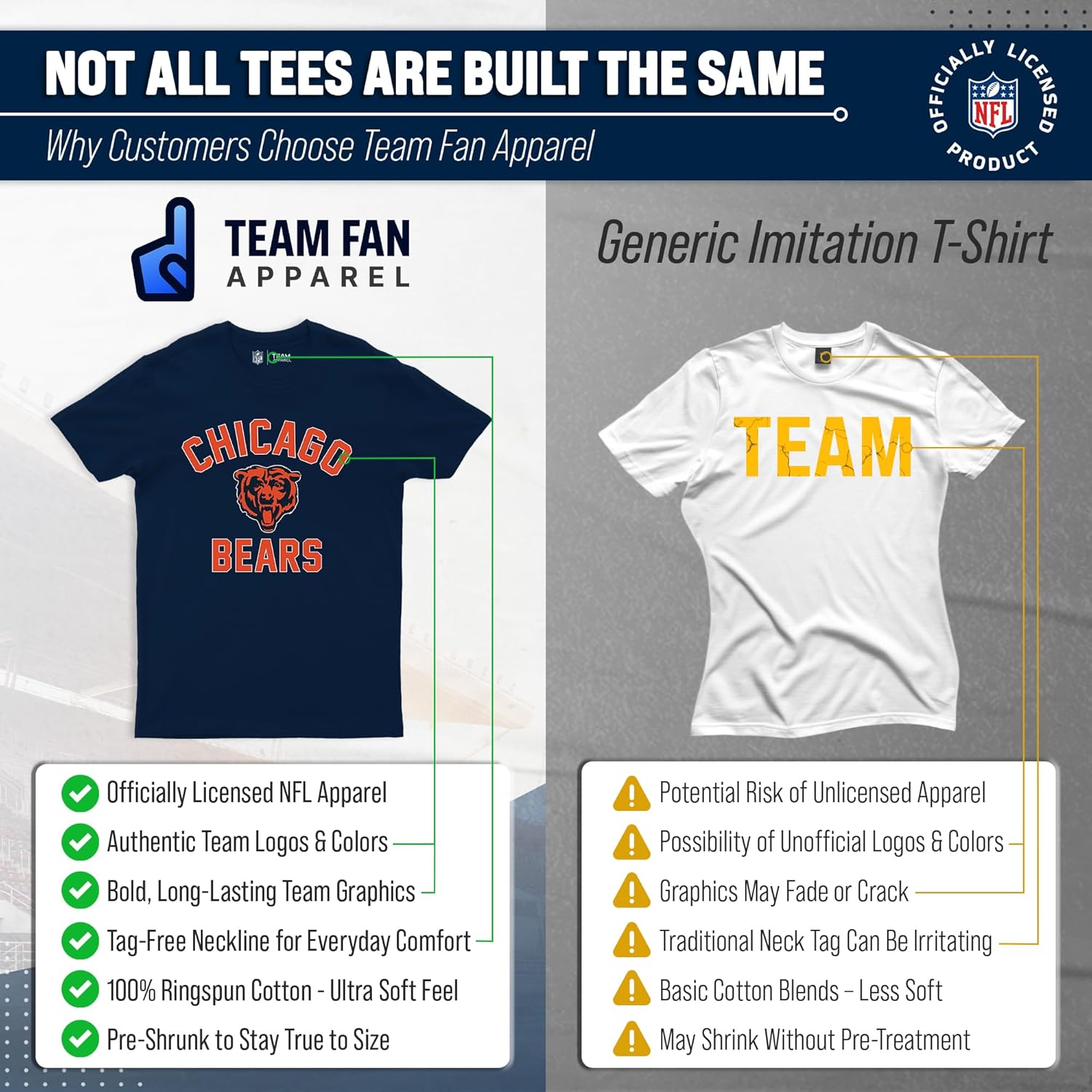 Team Fan Apparel NFL Adult Gameday T-Shirt - Cotton Blend - Tagless - Semi-Fitted - Unleash Your Team Spirit During Game Day - Image 2