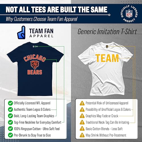Miniatura 9 de Team Fan Apparel - Camiseta de fútbol de NFL para adultos, ligera, sin etiquetas, semiajustada, ideal para días de partidos