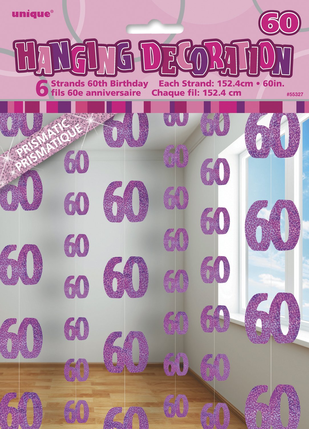 Unique Party 92068 - 9ft Foil Glitz Pink Happy 80th Birthday Banner — view 69