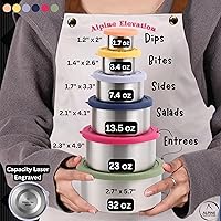 Vista 3 de 12 piezas – 6 recipientes de acero inoxidable + 6 tapas de silicona Contenedor de aperitivos de acero inoxidable 304 Recipientes anidables