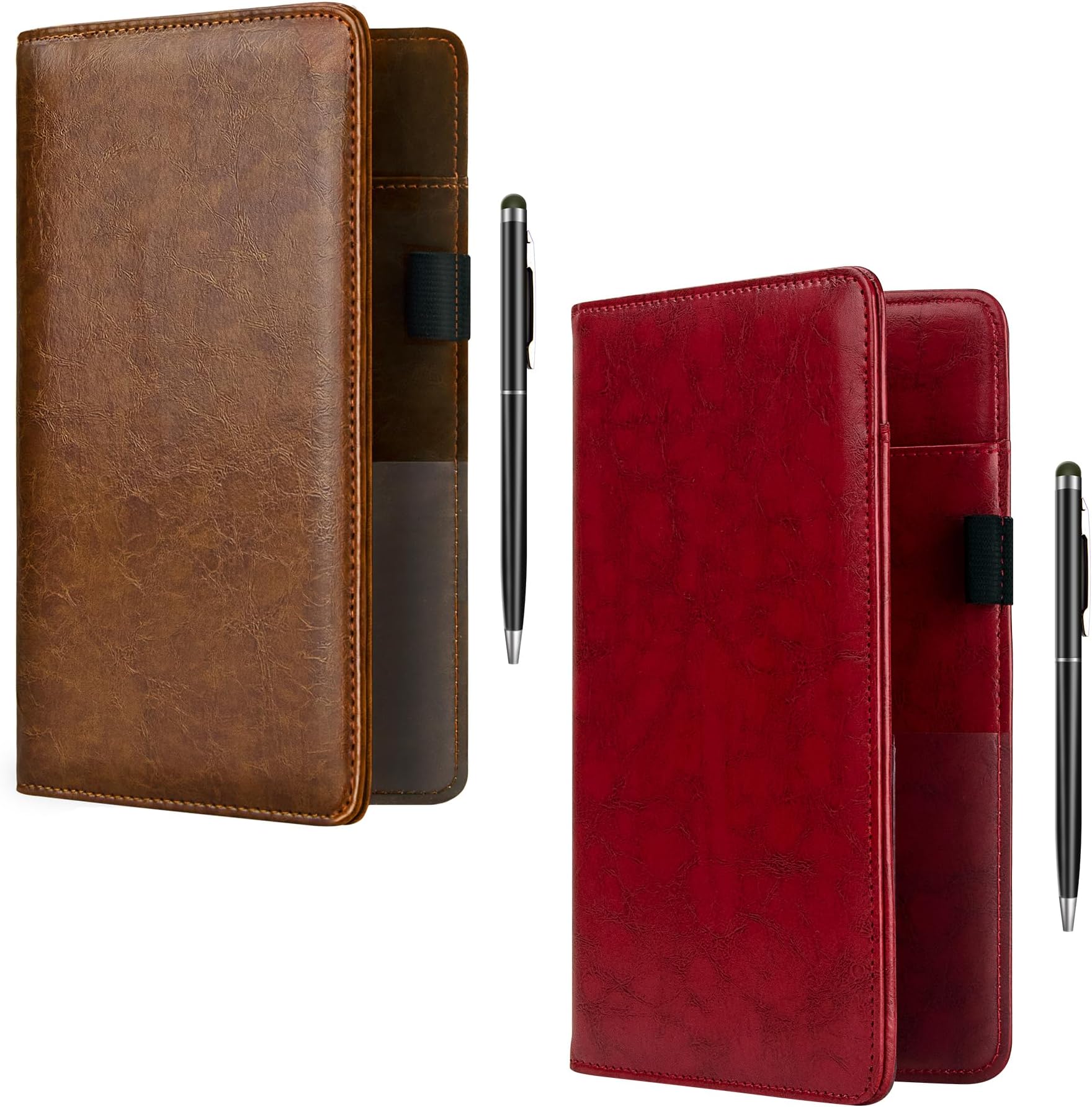 bvya2 Pcs Server Books for Waitress, 5x9 Inch Server Book with Zipper Pocket, Unique Printed Leather Server Wallet Organizer Fit Waitress Apron, Each Server Book Organizer with A Pen