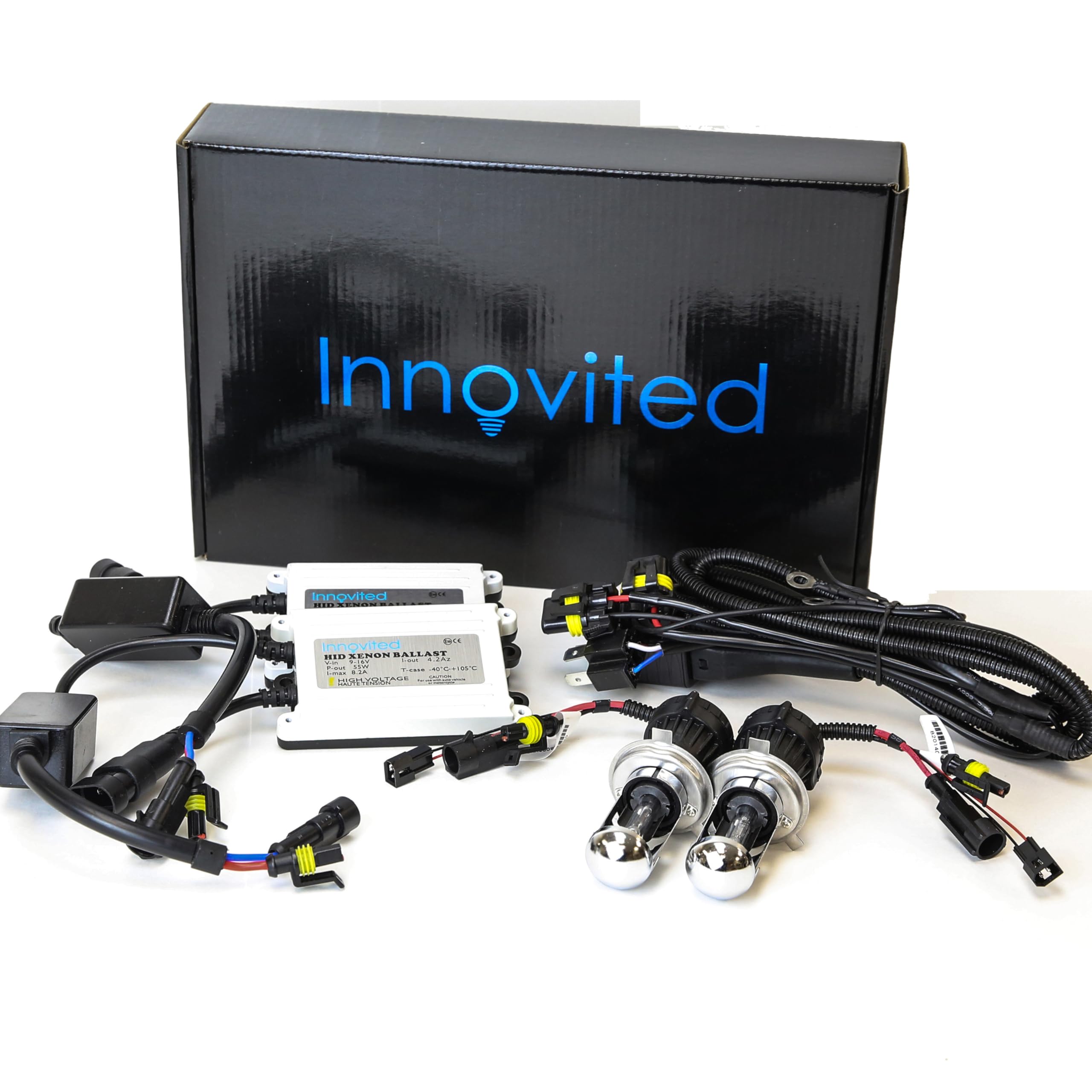 Innovited H4-3 9003 8000K Bi xenon HI/LO Xenon Bulb x 1 pair bundle with 2 x 55W Platinum Digital Ballast (Ice Blue)