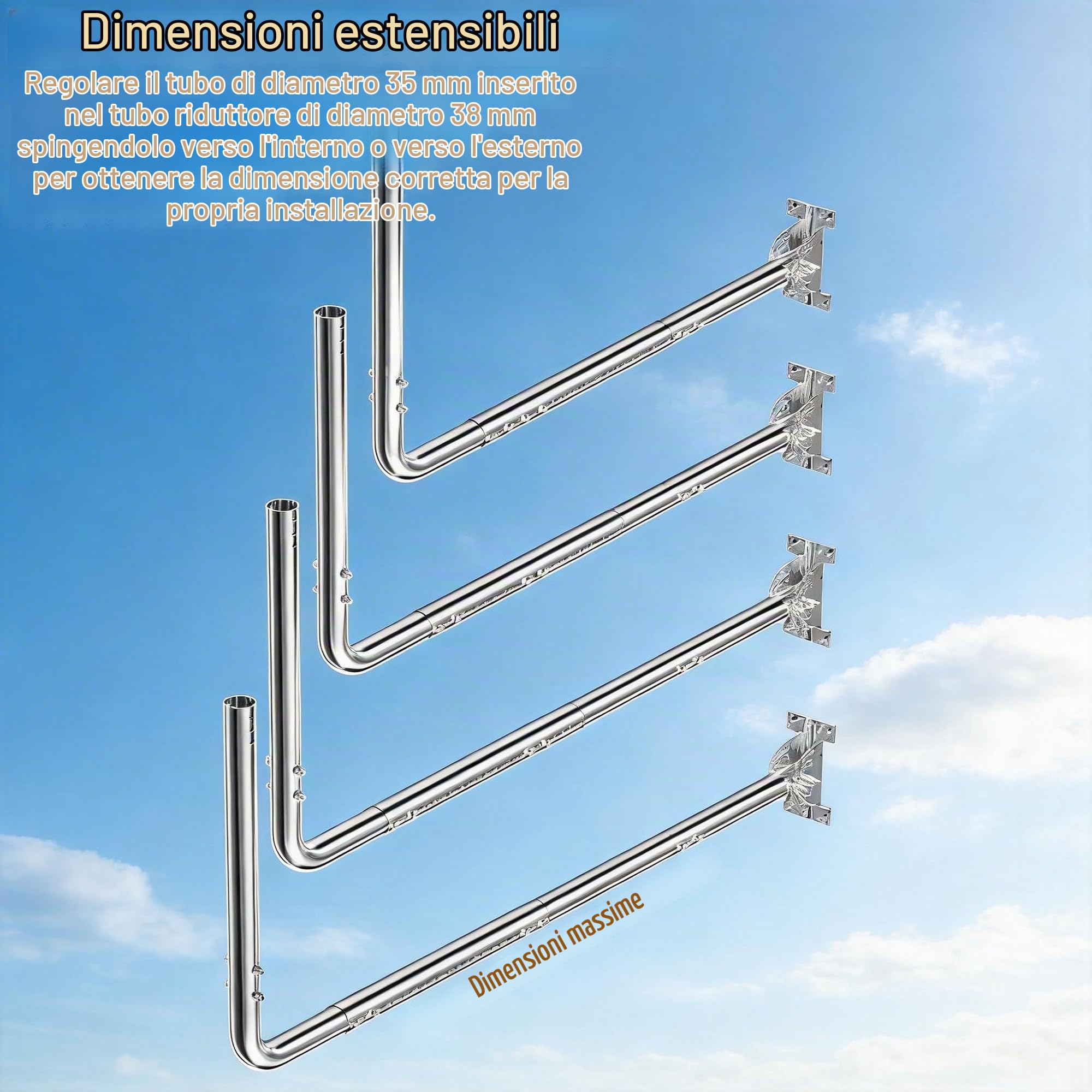 Staffa Antenna TV Esterno, Supporto Antenna Parete Lunga con Gomito a 90°, Antenna Regolabile con Tubo di Prolunga, Staffa Antenna Muro per Grondaia, WiFi Bridge Esterno, CPE e Weather Station