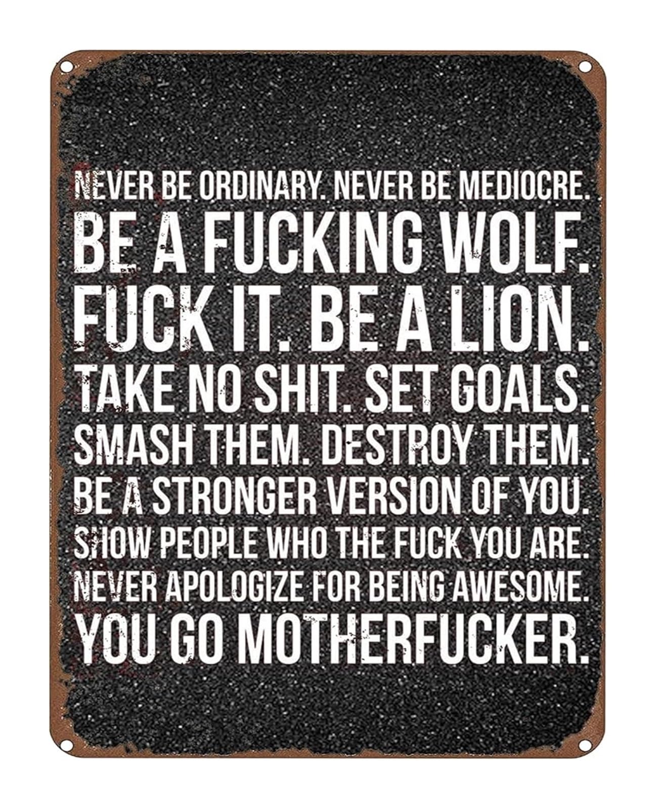 NWPNLXEA Motivational Be A Lion Be A Wolf Rustic Tin Sign Home Wall-Art for Garage Workshop 8 X 12 in