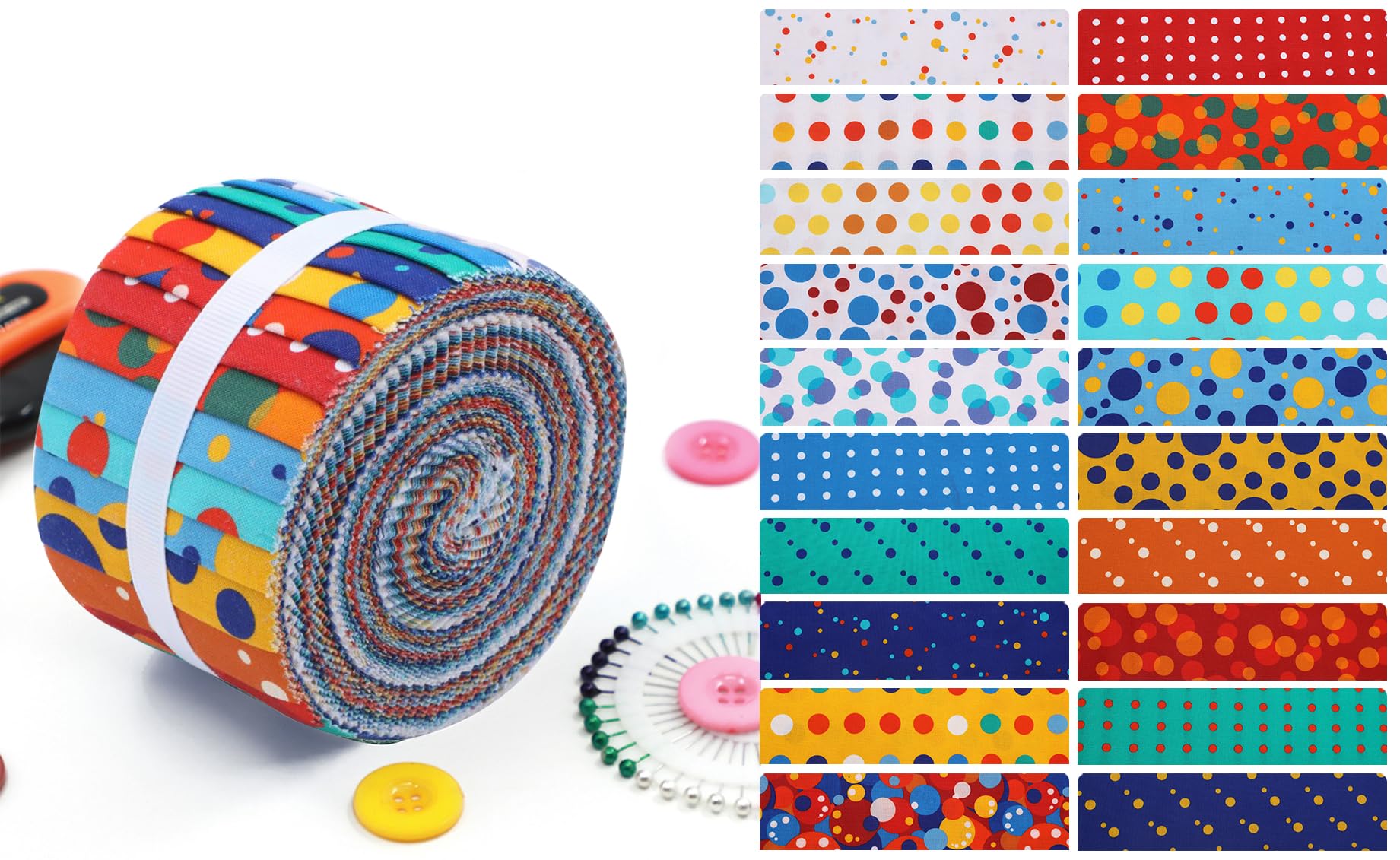 Craftsfabrics Multi-Color Memories Jelly Roll – 20Pcs 2.5” X 44” Precut Cotton Strips | Quilting, Patchwork, Sewing & Diy Crafts Fabric Roll (100% Cotton, 150Gsm)